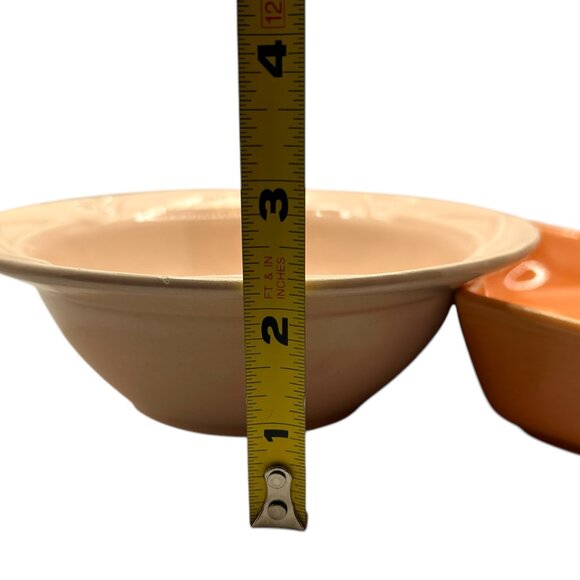 Vintage MCM Maurice of CA Pottery Serving Dish Chip Dip 5 Piece Coral Rose S-14 - Picture 10 of 12